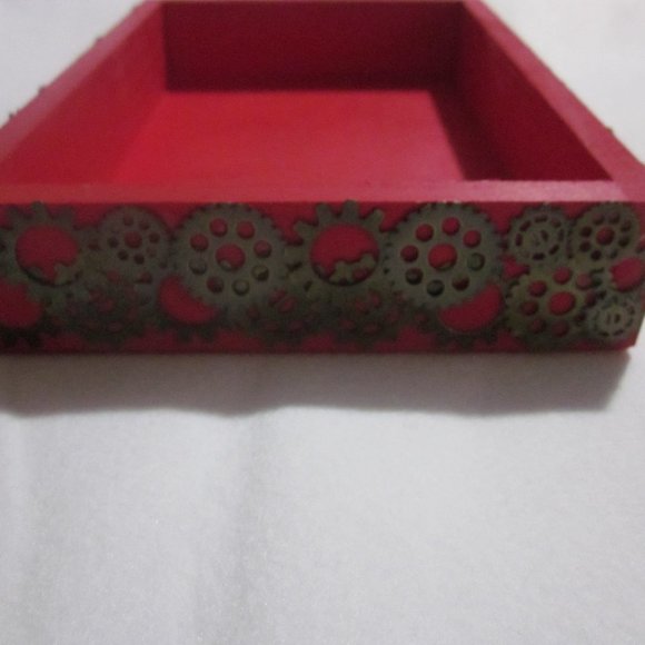 Red and Bronze Steampunk Tray. - Picture 4 of 7